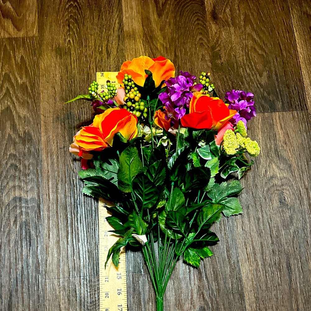Artificial Orange Rose, Purple Hydrangea & Berry bush